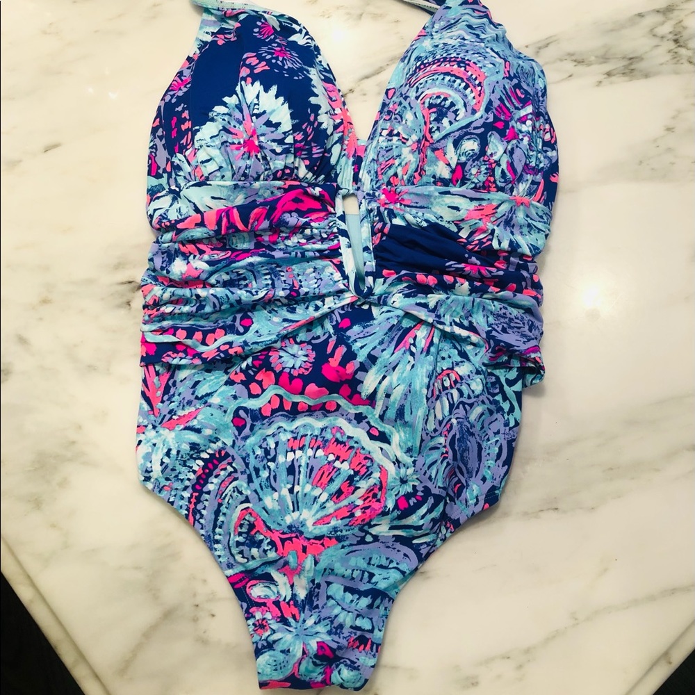 LILLY PULITZER LANAI 1-Piece Halter in Twilight Blue, Size 12 •NWOT•NEVER WORN•